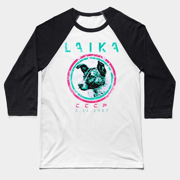 Laika the Space Dog Baseball T-Shirt by UniversalPioneer